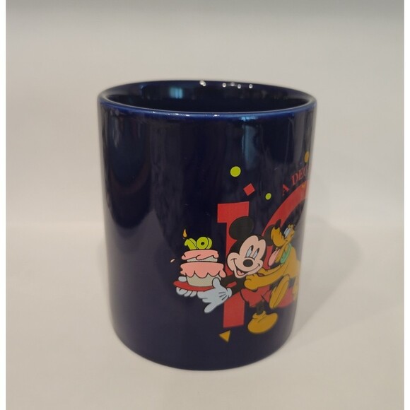 Disney Store 10th Anniversary A Decade of Dreams Blue Ceramic Mug Mickey Pluto - Picture 3 of 7